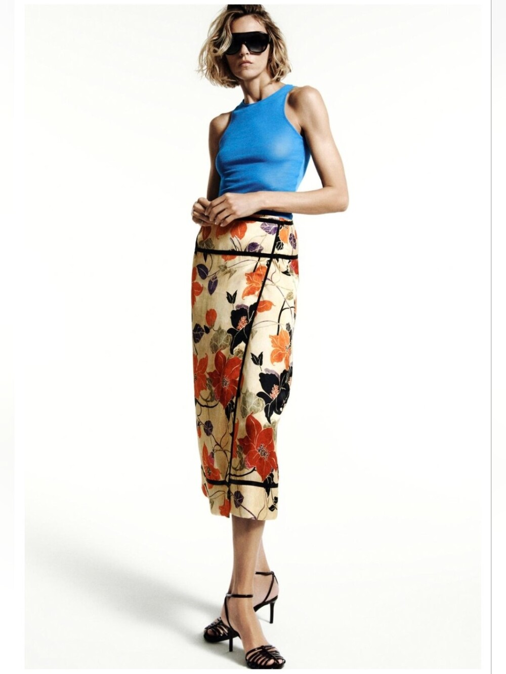 Zara ZW COLLECRION FLORAL SARON SKIRT
